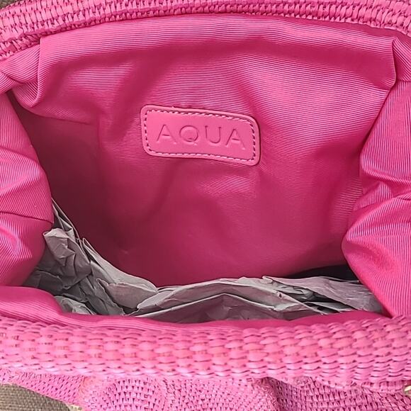 Macys Aqua Woven Clutch Crossbody Purse Hot PINK NWOT - Picture 3 of 5